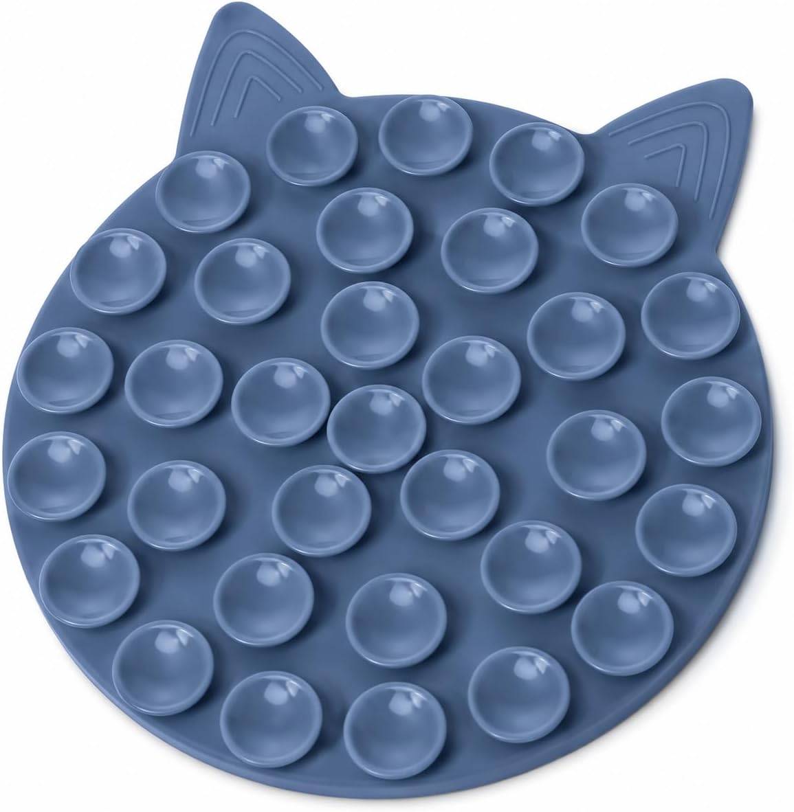 Silicone Suction Mat for Plates and Bowls, Double Sided Non Slip Dish Stabilizer Pad, Universal Plate Holder for Kids Toddlers Elderly and Disabled, Easy Clean Tableware Fixing Mat Grey-Blue