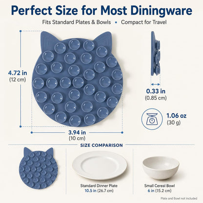 Silicone Suction Mat for Plates and Bowls, Double Sided Non Slip Dish Stabilizer Pad, Universal Plate Holder for Kids Toddlers Elderly and Disabled, Easy Clean Tableware Fixing Mat Grey-Blue