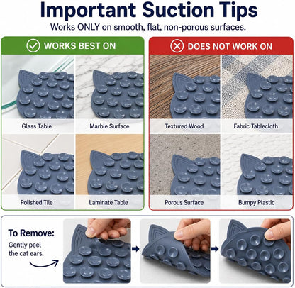Silicone Suction Mat for Plates and Bowls, Double Sided Non Slip Dish Stabilizer Pad, Universal Plate Holder for Kids Toddlers Elderly and Disabled, Easy Clean Tableware Fixing Mat Grey-Blue