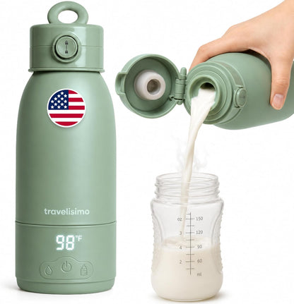 Portable Bottle Warmer for Travel, Dual Heating Modes, Water & Breast Milk Warmer for Baby, Baby Bottle Warmer, Fast Heating & Long Battery Life, Large Capacity, Calentador de Biberones