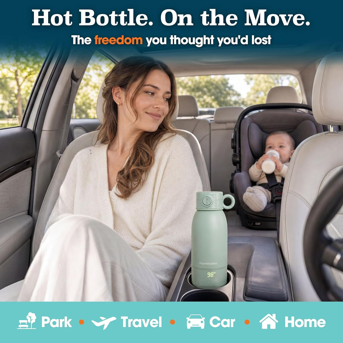 Portable Bottle Warmer for Travel, Dual Heating Modes, Water & Breast Milk Warmer for Baby, Baby Bottle Warmer, Fast Heating & Long Battery Life, Large Capacity, Calentador de Biberones