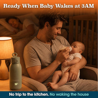 Portable Bottle Warmer for Travel, Dual Heating Modes, Water & Breast Milk Warmer for Baby, Baby Bottle Warmer, Fast Heating & Long Battery Life, Large Capacity, Calentador de Biberones