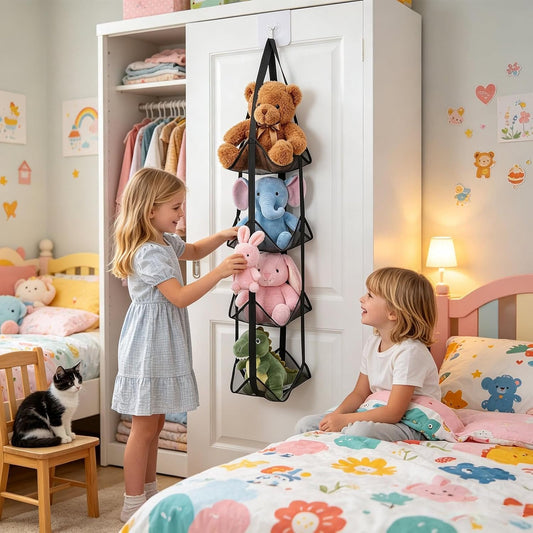Behind The Door Storage Mesh Pockets Fabric Shelves with Hook