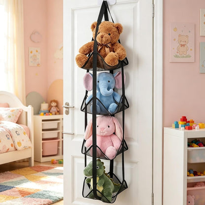 Behind The Door Storage Mesh Pockets Fabric Shelves with Hook