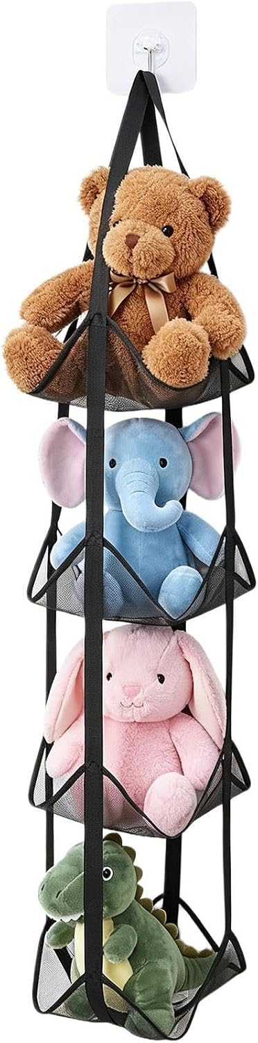 Behind The Door Storage Mesh Pockets Fabric Shelves with Hook