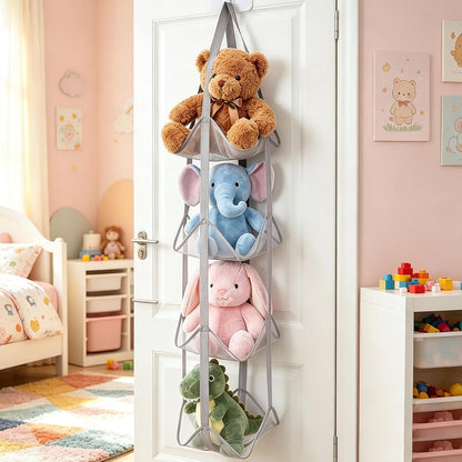 Behind The Door Storage Mesh Pockets Fabric Shelves with Hook