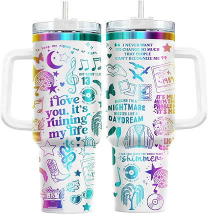 Funny Pickle 40oz Insulated Tumbler With Handle And Straw, Stainless Steel Travel Cup, Laser Pickle Lover Gift, I’m Kind Of A Big Dill Mothers day Gifts