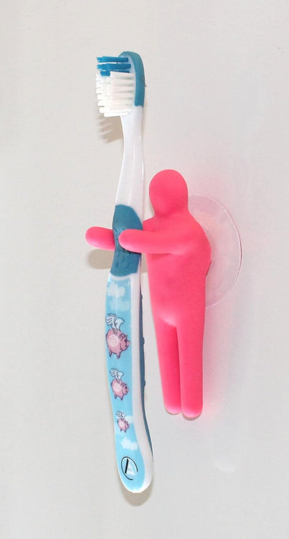 Funny Toothbrush Holder Colorful Peopleand Utility Suction Hook, Set of 4 Pcs