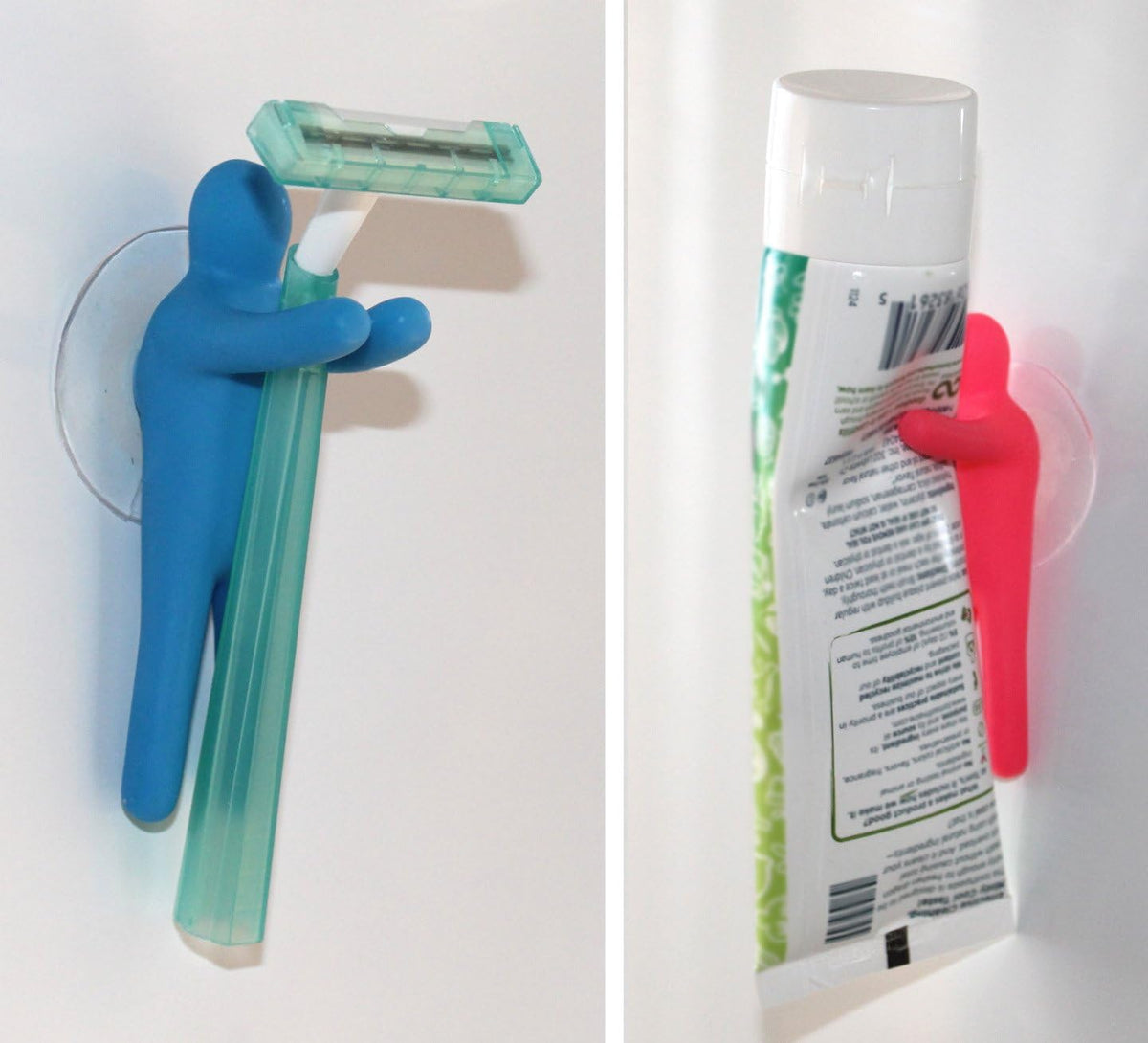Funny Toothbrush Holder Colorful Peopleand Utility Suction Hook, Set of 4 Pcs