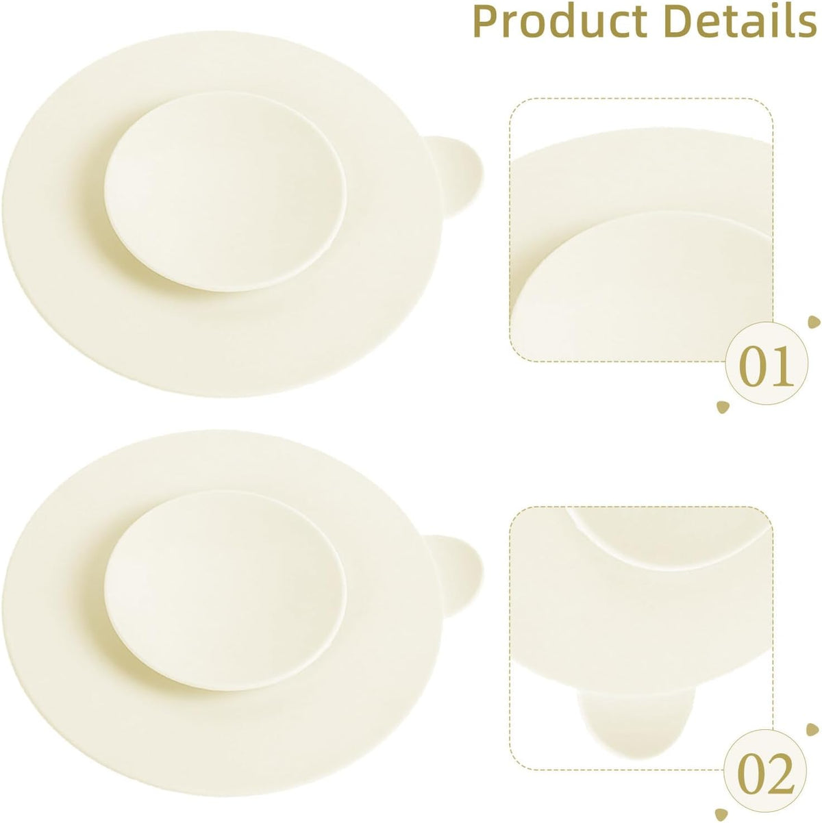 3pcs Silicone Bowl Mats Non-Slip Tableware Pads for Easy Cleanup Improved Eating Skills Food-Grade Silicone for Safe Use As Coasters and Place Mats Solid Color