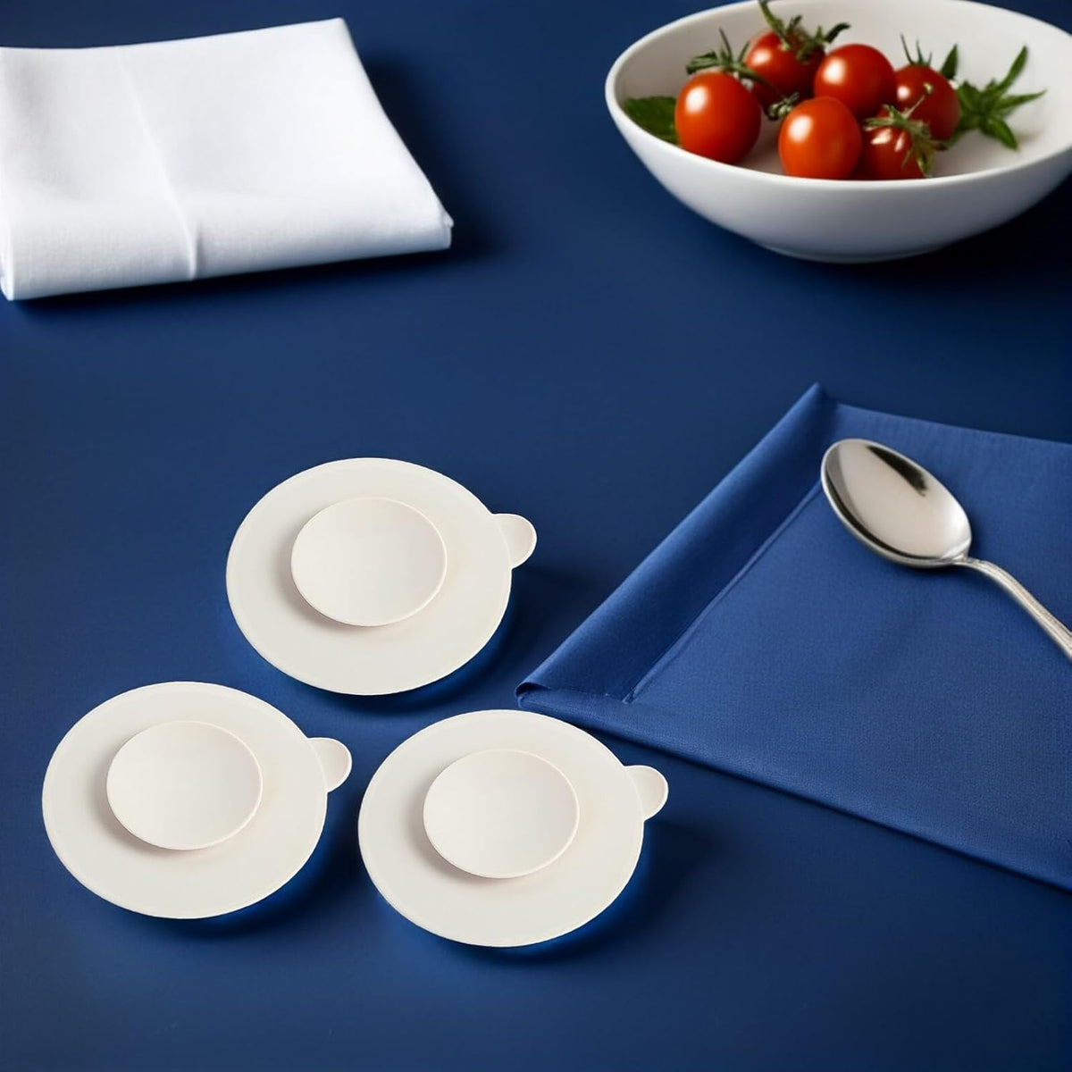 3pcs Silicone Bowl Mats Non-Slip Tableware Pads for Easy Cleanup Improved Eating Skills Food-Grade Silicone for Safe Use As Coasters and Place Mats Solid Color