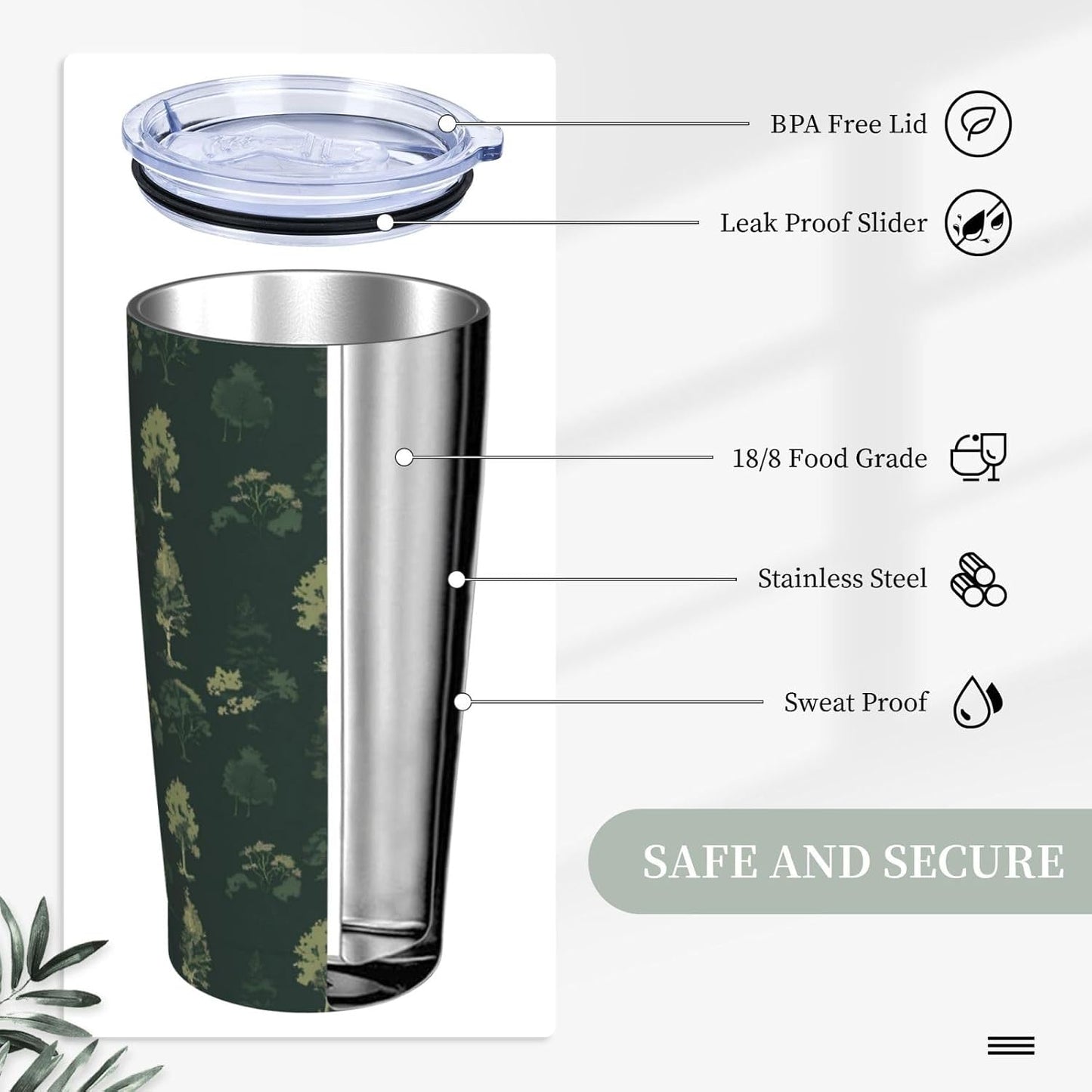 Forest Trees (2) Print 20 Oz Insulated Tumbler With Straw Lid, Stainless Steel Travel Mug For Coffee, Vacuum Insulated Cup
