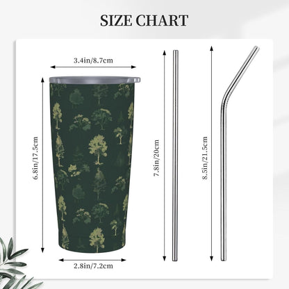 Forest Trees (2) Print 20 Oz Insulated Tumbler With Straw Lid, Stainless Steel Travel Mug For Coffee, Vacuum Insulated Cup
