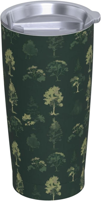 Forest Trees (2) Print 20 Oz Insulated Tumbler With Straw Lid, Stainless Steel Travel Mug For Coffee, Vacuum Insulated Cup