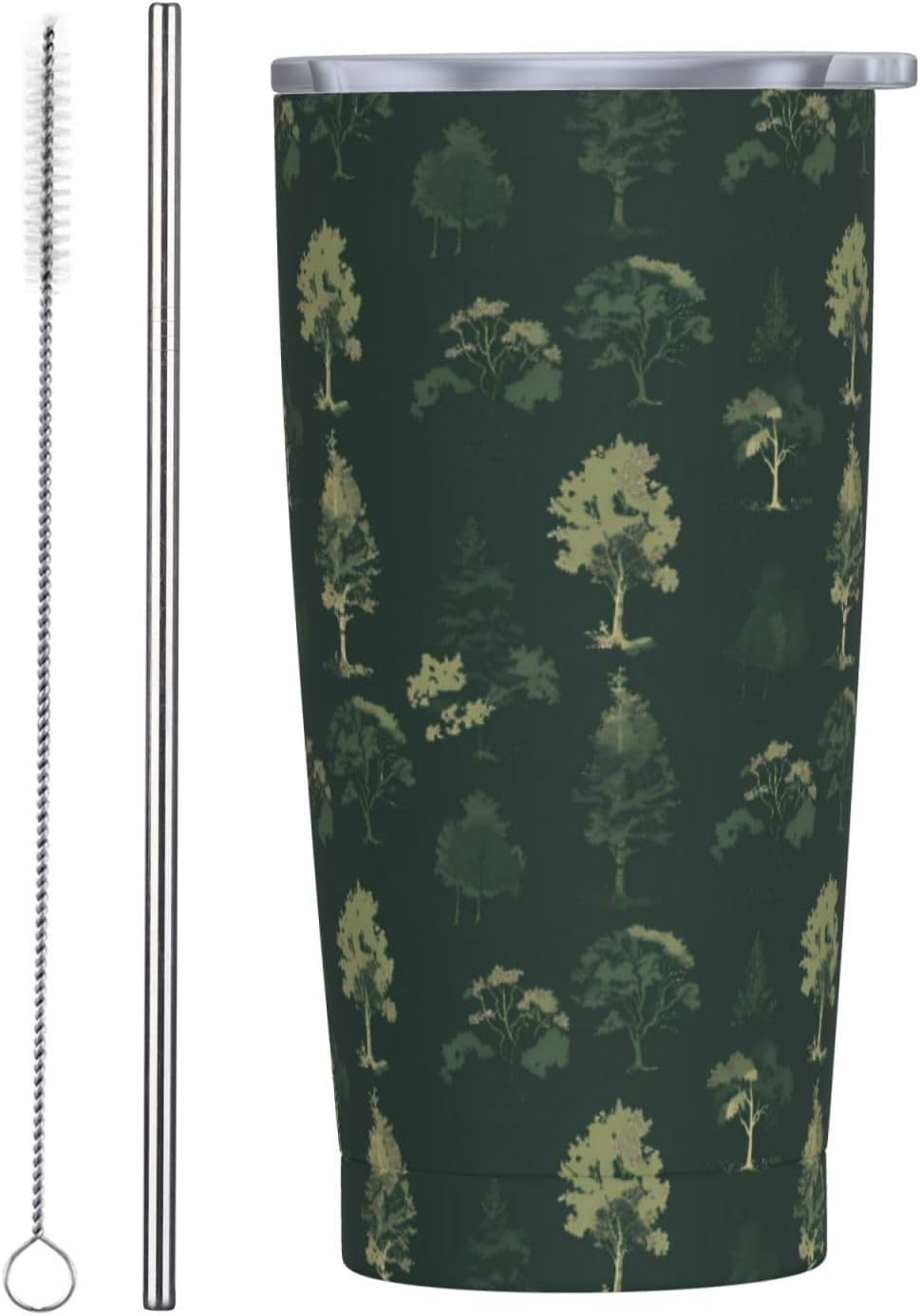 Forest Trees (2) Print 20 Oz Insulated Tumbler With Straw Lid, Stainless Steel Travel Mug For Coffee, Vacuum Insulated Cup