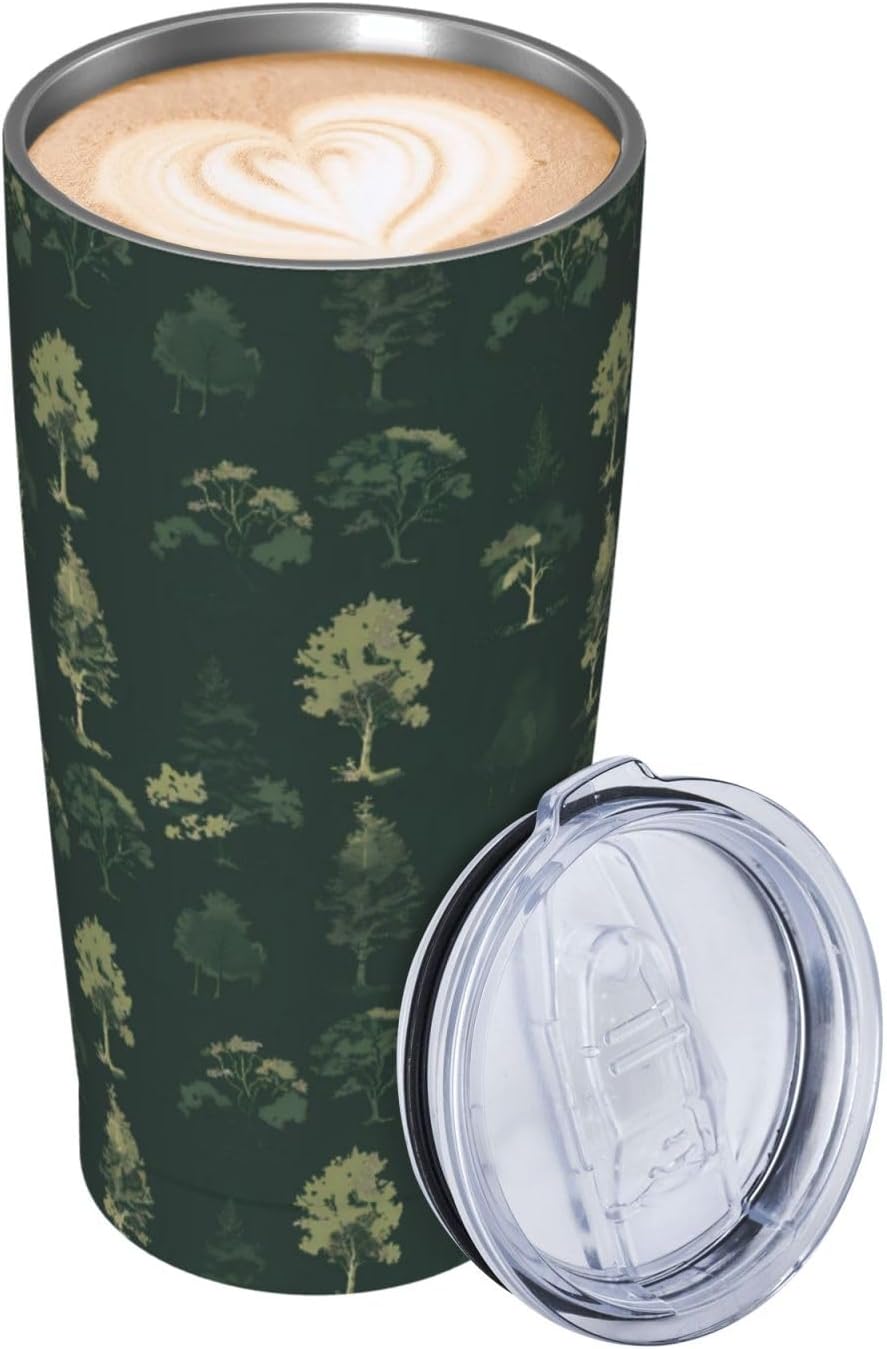 Forest Trees (2) Print 20 Oz Insulated Tumbler With Straw Lid, Stainless Steel Travel Mug For Coffee, Vacuum Insulated Cup