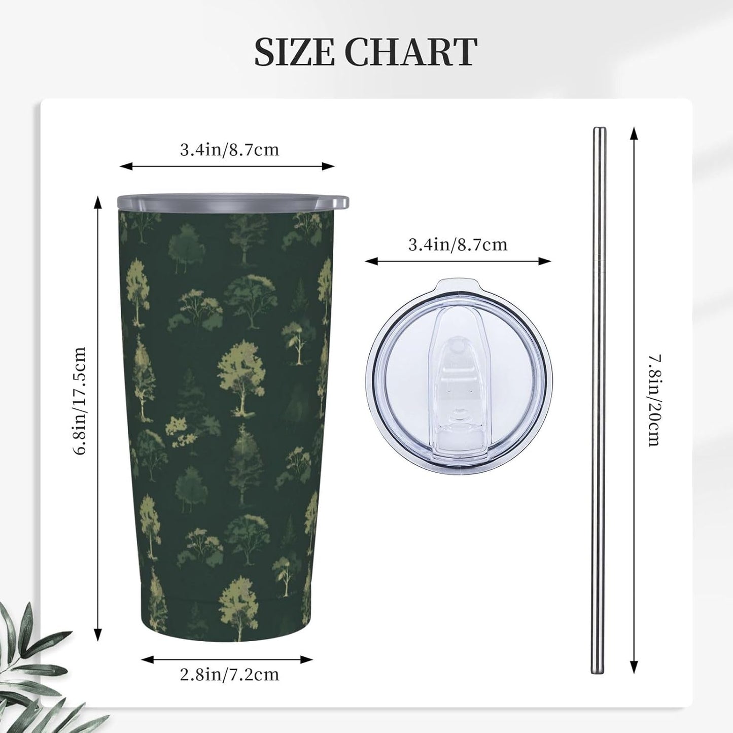 Forest Trees (2) Print 20 Oz Insulated Tumbler With Straw Lid, Stainless Steel Travel Mug For Coffee, Vacuum Insulated Cup