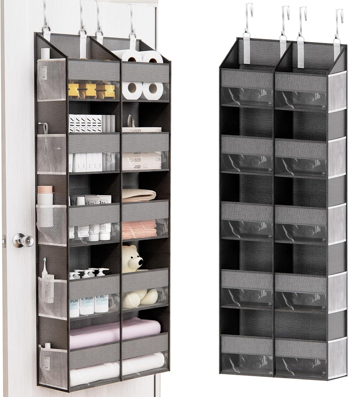 Over the Door Organizer, 5-Tier with 9 Compartments & 10 Pockets,White
