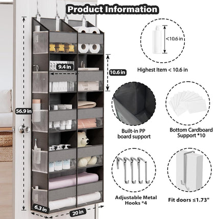 Over the Door Organizer, 5-Tier with 9 Compartments & 10 Pockets,White