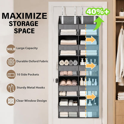Over the Door Organizer, 5-Tier with 9 Compartments & 10 Pockets,White