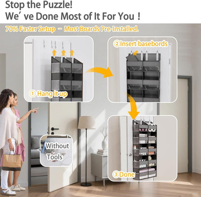 Over the Door Organizer, 5-Tier with 9 Compartments & 10 Pockets,White