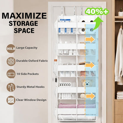 Over the Door Organizer, 5-Tier with 9 Compartments & 10 Pockets,White