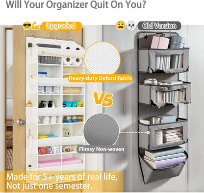 Over the Door Organizer, 5-Tier with 9 Compartments & 10 Pockets,White