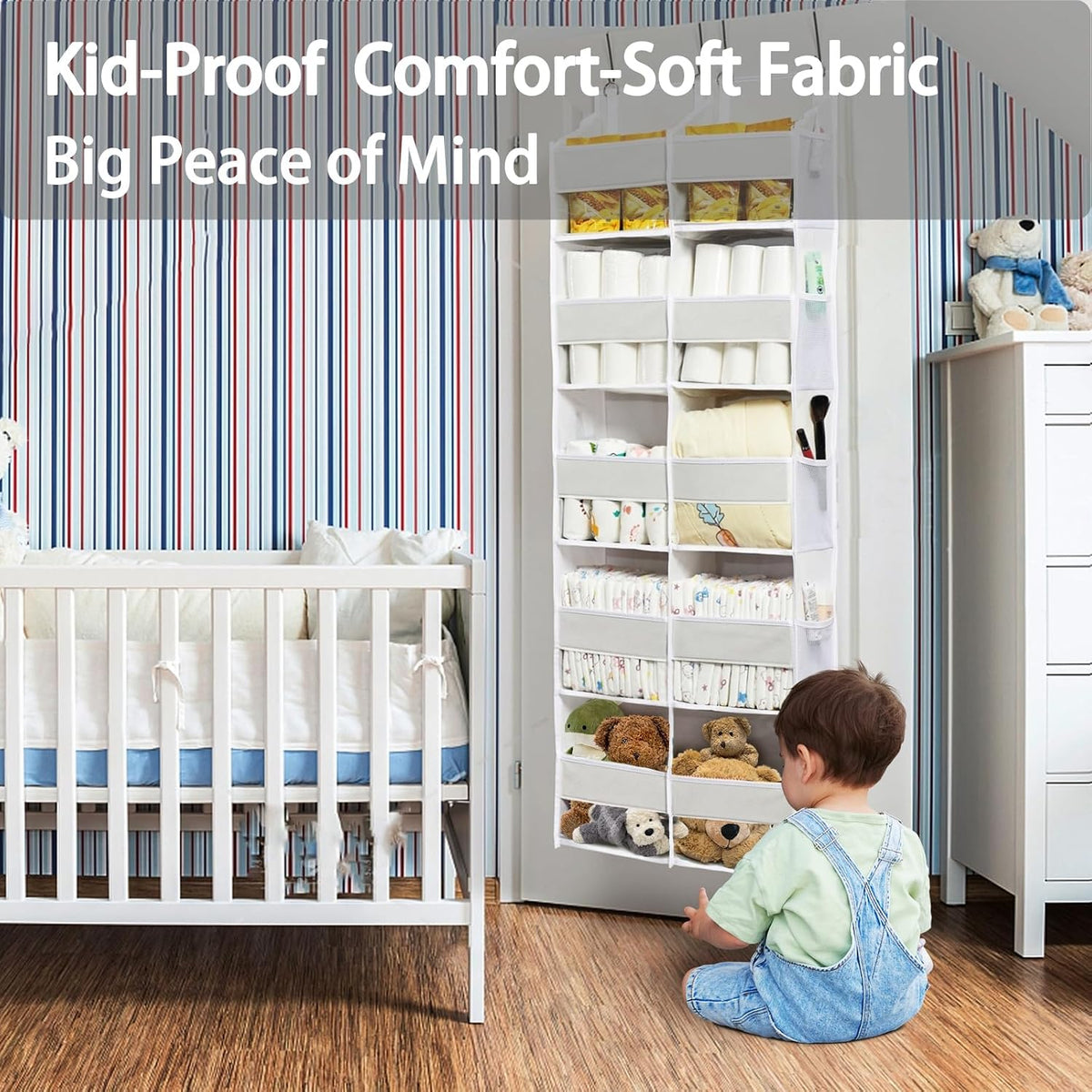 Over the Door Organizer, 5-Tier with 9 Compartments & 10 Pockets,White