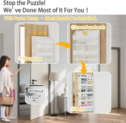 Over the Door Organizer, 5-Tier with 9 Compartments & 10 Pockets,White