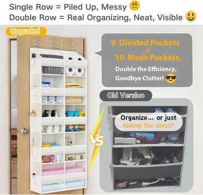 Over the Door Organizer, 5-Tier with 9 Compartments & 10 Pockets,White