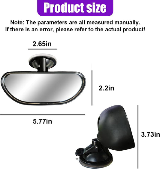 Suction Cup Baby Car Mirror, Adjustable Rearview Mirror (Black)