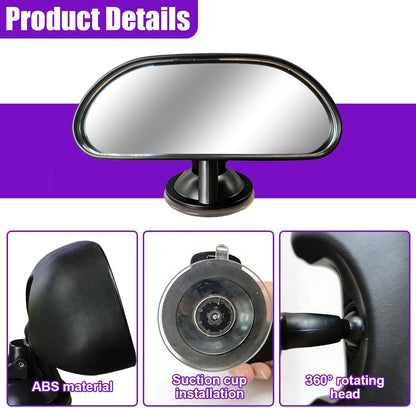 Suction Cup Baby Car Mirror, Adjustable Rearview Mirror (Black)