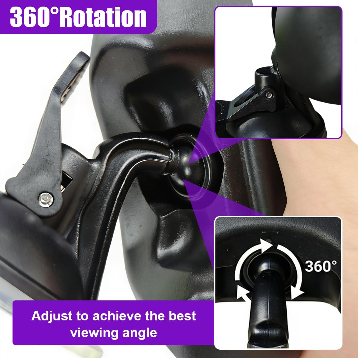 Suction Cup Baby Car Mirror, Adjustable Rearview Mirror (Black)