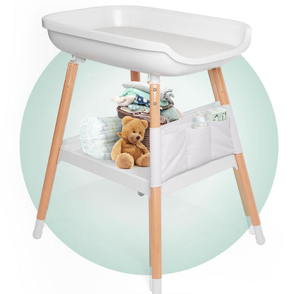 Deluxe Diaper Changing Table - Portable Baby Changing Station & Organizer, Nursery Furnitue Tables with Storage Shelf and Changing Pad Included