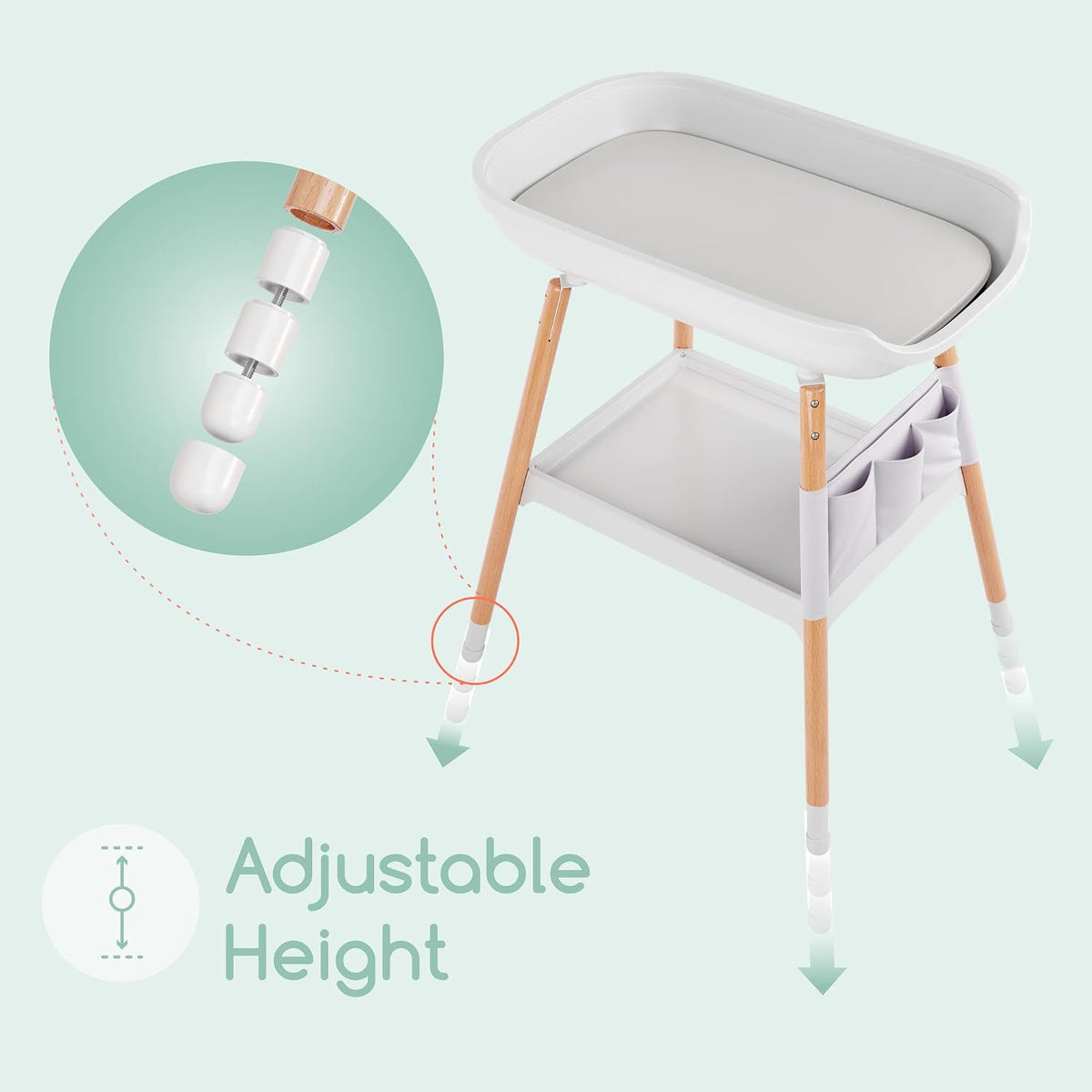 Deluxe Diaper Changing Table - Portable Baby Changing Station & Organizer, Nursery Furnitue Tables with Storage Shelf and Changing Pad Included