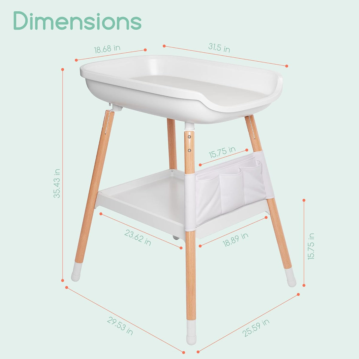 Deluxe Diaper Changing Table - Portable Baby Changing Station & Organizer, Nursery Furnitue Tables with Storage Shelf and Changing Pad Included