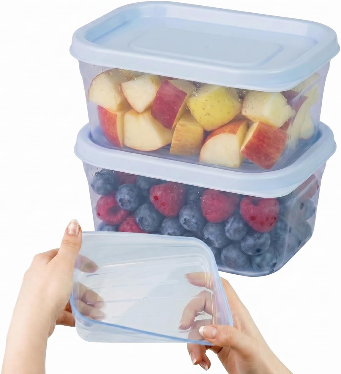 Flexible Freezer Storage Containers with lids, 1cup Blue