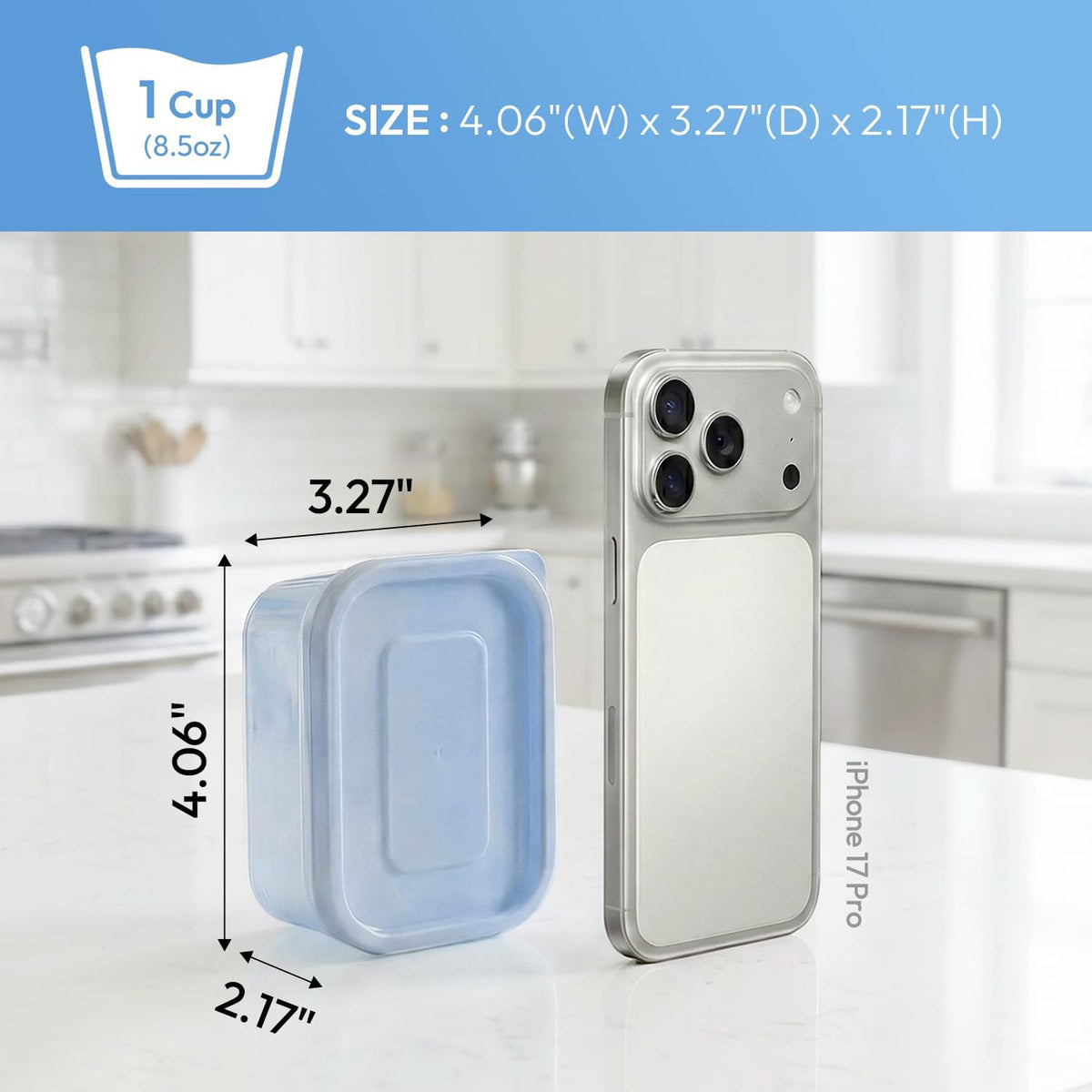 Flexible Freezer Storage Containers with lids, 1cup Blue