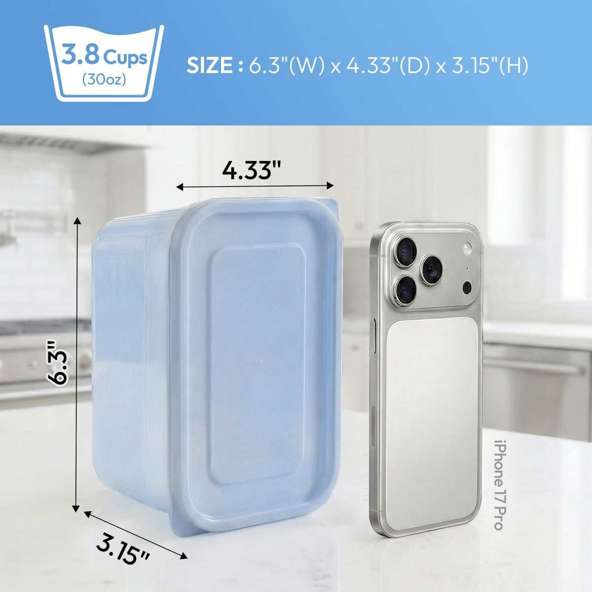 Flexible Freezer Storage Containers with lids, 1cup Blue