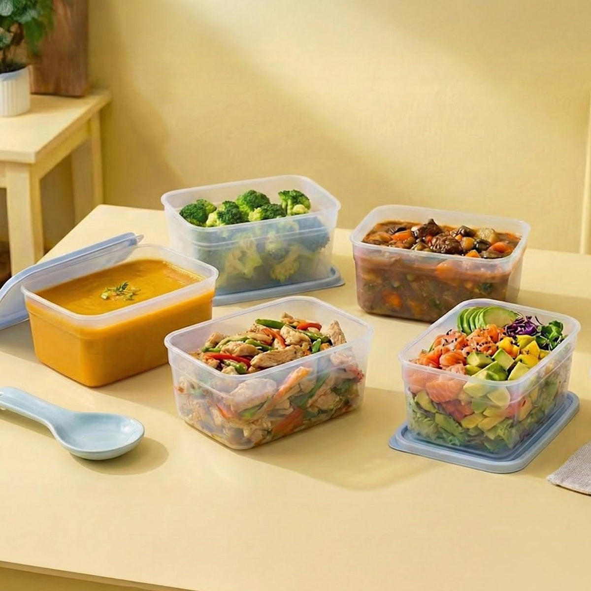 Flexible Freezer Storage Containers with lids, 1cup Blue