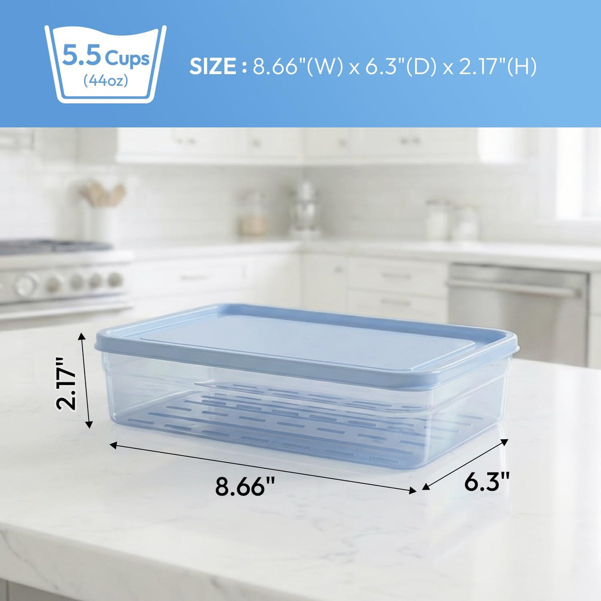 Flexible Freezer Storage Containers with lids, 1cup Blue