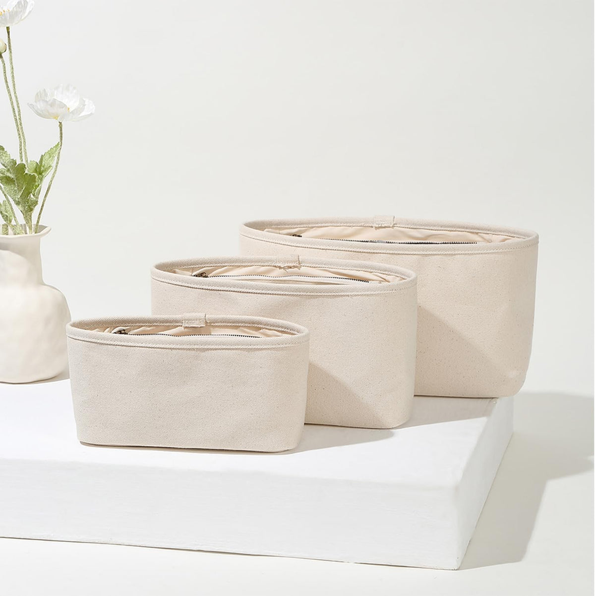 Handbag Organizers Tote Organizer Insert with Multiple Compartments Perfect for Tote Bags Simple Cosmetic Storage Bag Lightweight and Durable. (Beige,Large)