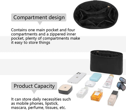 Handbag Organizers Tote Organizer Insert with Multiple Compartments Perfect for Tote Bags Simple Cosmetic Storage Bag Lightweight and Durable. (Beige,Large)
