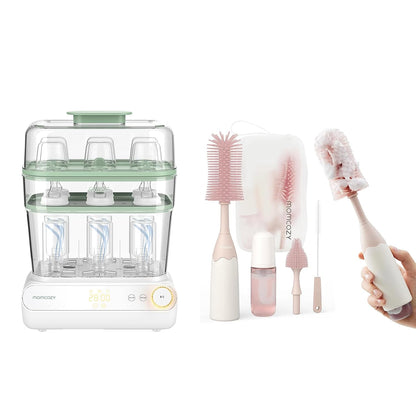 3 Layers Large Bottle Sterilizer and Dryer & Bottle Brush Kit Pink