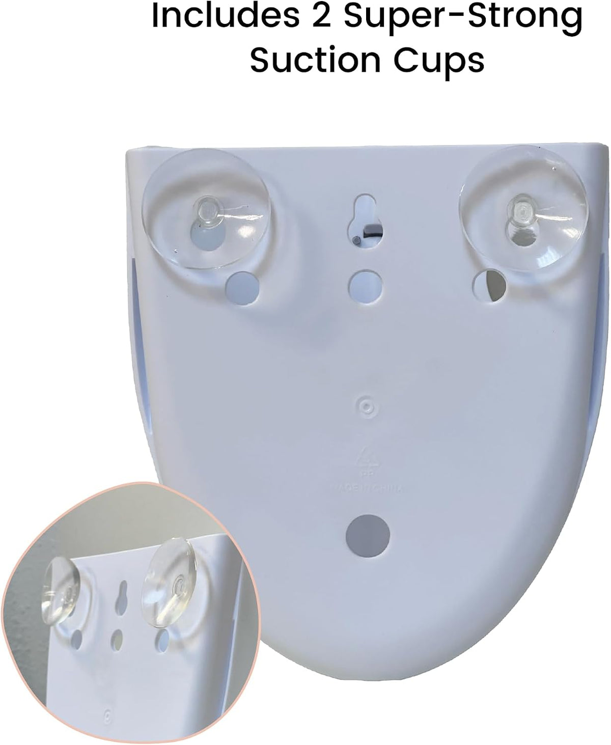 Baby Bath Toy Holder with No-Slip Suction Cups, BPA-Free Drainage Bin, Easy Clean Wall Organizer, White & Grey, Keeps Bathroom Clutter-Free & Safe for Kids