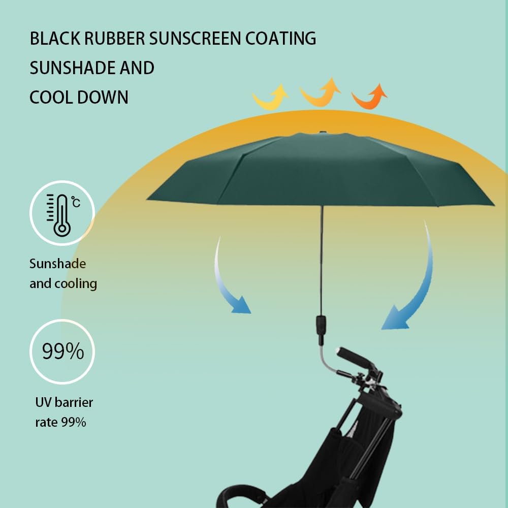 Stroller Sunshade Clip-on Adjustable Universal, Adjustable Steering Angle, Reinforced Umbrella Frame, Compact and Lightweight, Suitable for All Kinds of Strollers （Red）