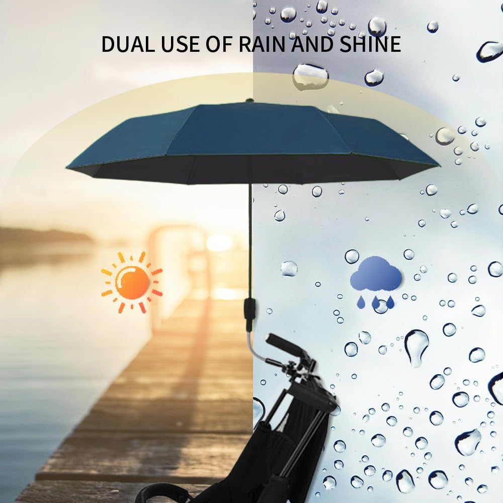 Stroller Sunshade Clip-on Adjustable Universal, Adjustable Steering Angle, Reinforced Umbrella Frame, Compact and Lightweight, Suitable for All Kinds of Strollers （Red）