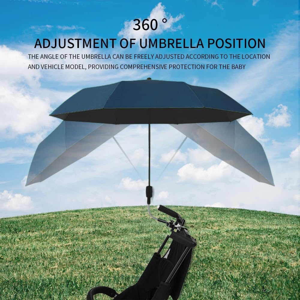 Stroller Sunshade Clip-on Adjustable Universal, Adjustable Steering Angle, Reinforced Umbrella Frame, Compact and Lightweight, Suitable for All Kinds of Strollers （Red）