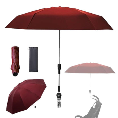 Stroller Sunshade Clip-on Adjustable Universal, Adjustable Steering Angle, Reinforced Umbrella Frame, Compact and Lightweight, Suitable for All Kinds of Strollers （Red）