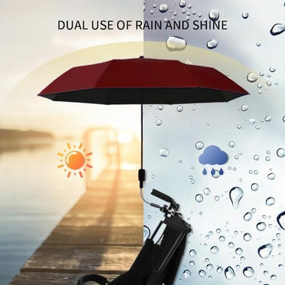 Stroller Sunshade Clip-on Adjustable Universal, Adjustable Steering Angle, Reinforced Umbrella Frame, Compact and Lightweight, Suitable for All Kinds of Strollers （Red）
